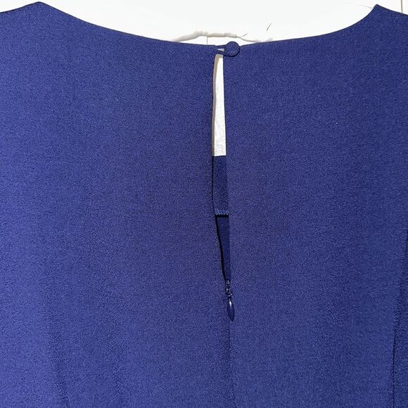 laundry by Shelli Segal 10 Midnight Navy Blue Quart Sleeve Back Zip Shift Dress - Picture 10 of 12